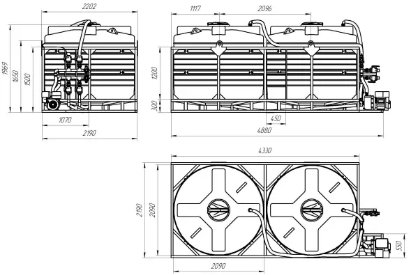 Кассета с системой гидроперемешивания 10000 л (2х5000 л)
