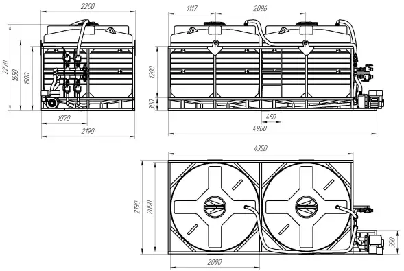 Кассета с системой гидроперемешивания 12000 л (2х6000 л)