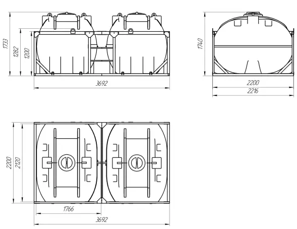 Кассета с горизонтальными емкостями 8000 л (2х4000 л)