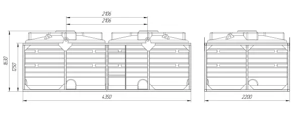 Кассета с емкостями 9000 л (2х4500 л) мет.краны