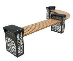 Скамейка стальная «Полтава» с зарядкой для телефонов 2,0 м (2 опоры)