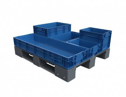 Паллет (поддон) пластиковый усиленный перфорированный на 3-х полозьях, 1200х1000х150 мм, серый [02.114.91.PEF.T10Х]