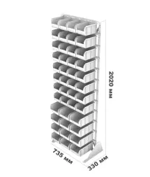 Стойка Стелла-техник односторонняя D1-00-08-04 с ящиками, 2020х735 мм