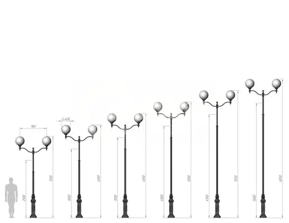Фонарный Столб С-05-2 со светильниками 4,05 м