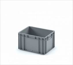 Евроконтейнер пластиковый с гладким дном EC-4322, 400х300х220 мм, серый