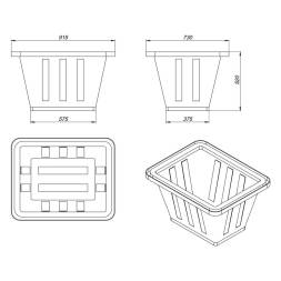 Ванна пластиковая пищевая с крышкой К, 200 л, HDPE, синий [121207.0200.601.002]