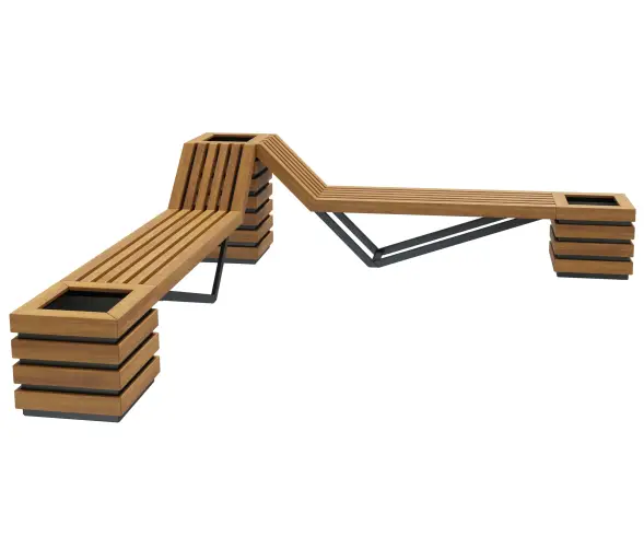 Скамейка стальная угловая с вазонами «Аврора»