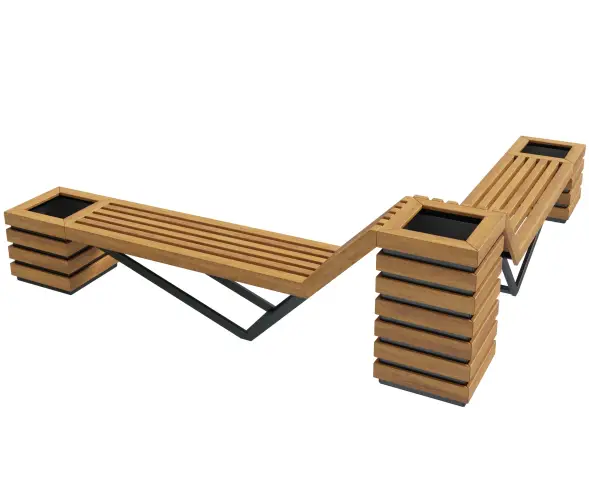 Скамейка стальная угловая с вазонами «Аврора»