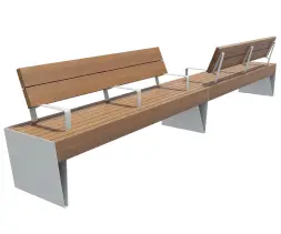 Скамейка стальная «Симпозиум» 4,0 м (двухсторонняя, с подлокотниками и разделителями)