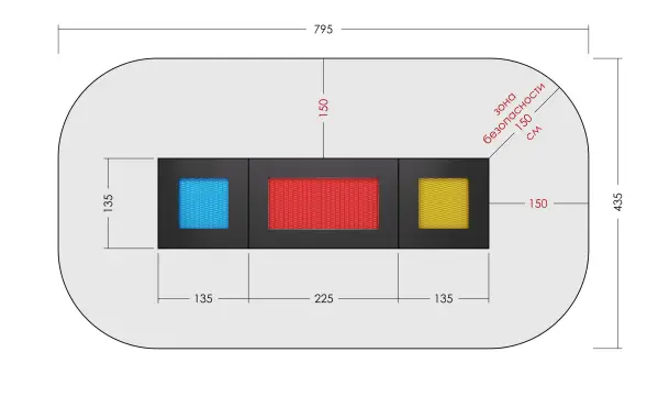 Набор встраиваемых батутов «Полоса»