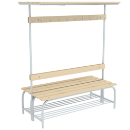 Скамья двухсторонняя с полкой под обувь и полкой для головных уборов [13536]