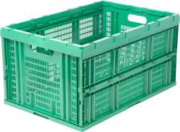 Ящик пластиковый с перфорированными стенками и дном, 600х400х310 мм, 75 л, зеленый [407]