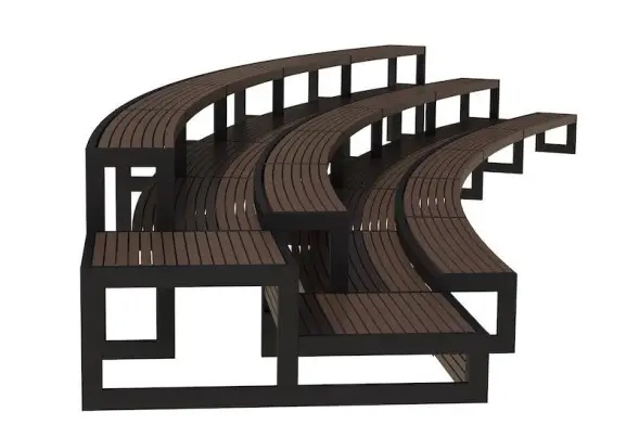 Скамейка «Трибуна 3-х ярусная» 1 м.п. (радиусная)