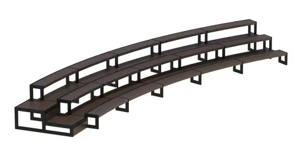 Скамейка «Трибуна 3-х ярусная» 1 м.п. (радиусная)