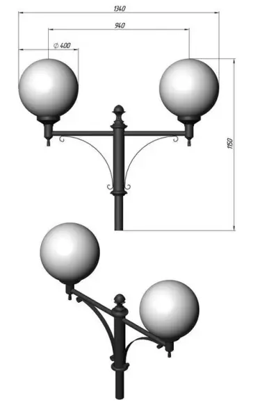 Фонарь уличный «Парк - М» со светильниками 3,65 м