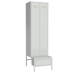 Металлический гардеробный шкаф для раздевалок на подставке с ящиком [12955]