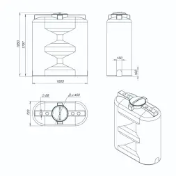 Емкость S 1500л под плотность до 1.2 г/см3 синяя