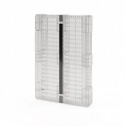 Усиленный перфорированный поддон на трёх полозьях усиленный одной трубой 1200x800x150 с бортиком