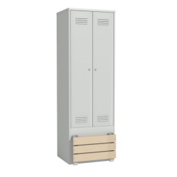 Двухстворчатый шкаф для одежды со складной скамьей (верх липа) [12971]