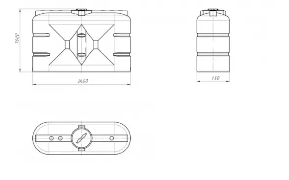 Прямоугольный бак для воды 2000 л