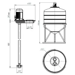Емкость ФМ 500 белая в обрешетке N с турбинной мешалкой