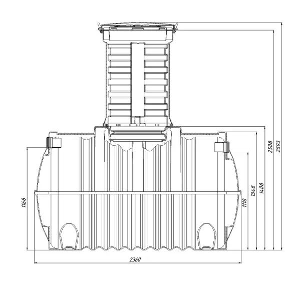 Емкость топливная подземная Rostok G 2800 л с горловиной 1000 мм