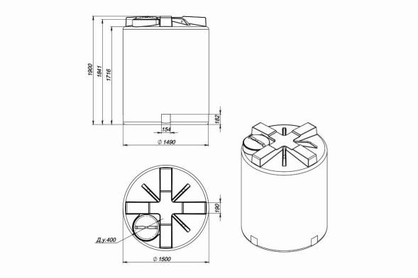 Емкость T 3000л под плотность до 1.2 г/см3 синяя