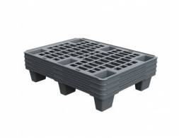 Паллет (поддон) пластиковый перфорированный на ножках, 800х600х140 мм, серый [02.116.91]